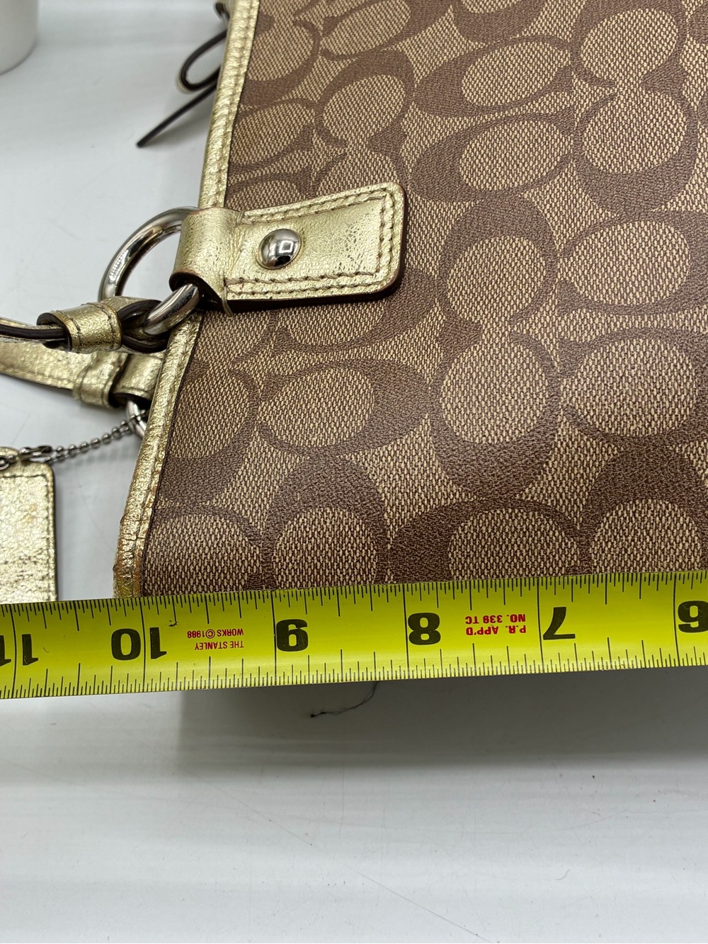 Coach Brown Signature Star Print Tote with Gold Trim - Picture 7 of 15